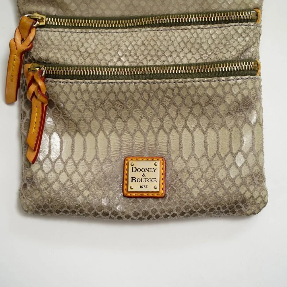 DOONEY & BOURKE “North South” Triple Zip Snake Skin Embossed Leather Crossbody